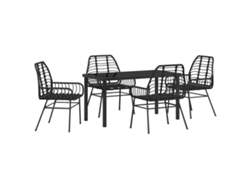Conjunto De Comedor De Jardín 5 Uds | Mueble De Jardín Negro Ratán Sintético