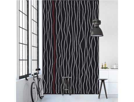 Mural de Pared PLAGE Murales Patrones de Ondas Verticales Blancas con Ondas Rojas en un Fondo Negro 250 cm X 150 cm
