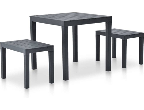Conjunto de jardín VIDAXL Antracita Plástico (78x72 cm)