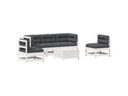 Maison Exclusive - Set Muebles Jardín 6 Pzas Con Cojines Madera Maciza Pino Blanco