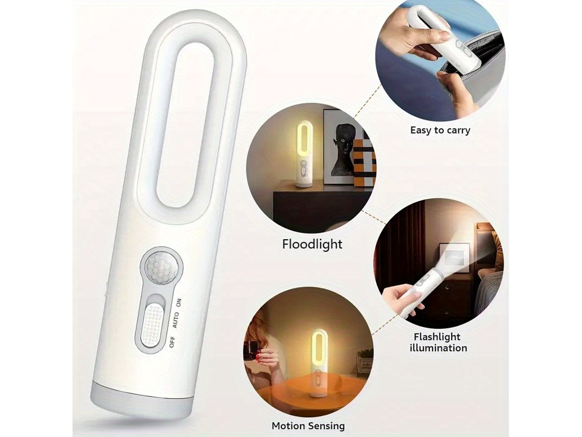 Iluminación Ambiental Led Activada Por Movimiento Con Linterna Portátil Multifuncional, Ideal Para Senderismo E Iluminación De Emergencia.