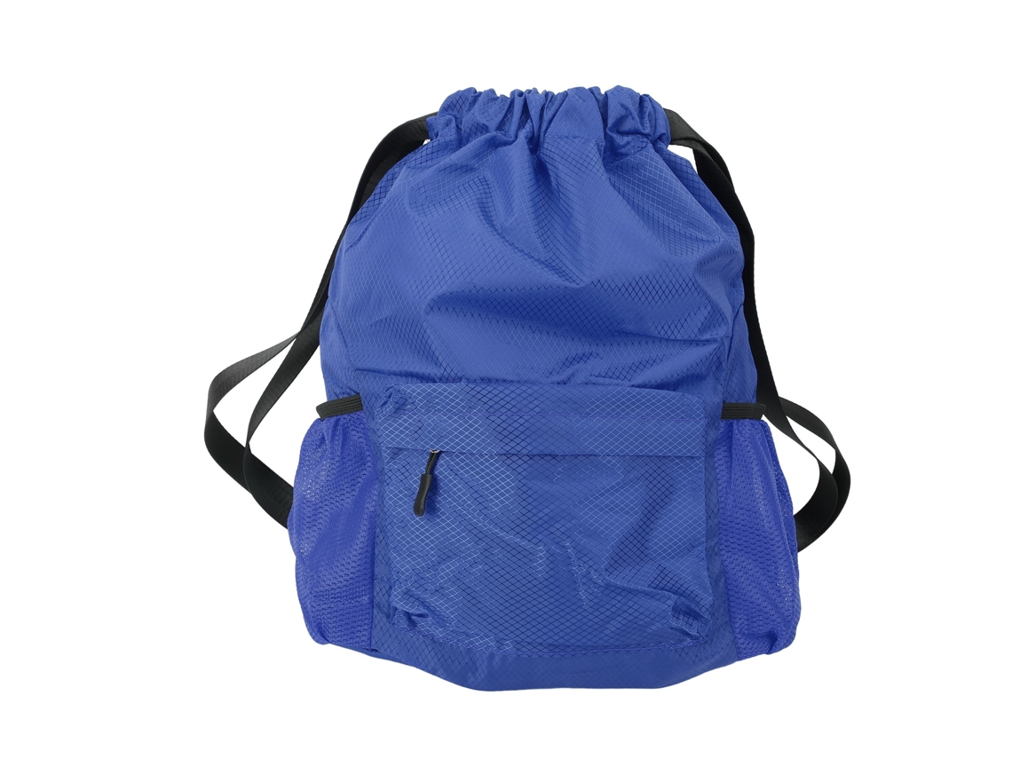 Mochila Kklv de gran capacidad con cordón ajustable y compartimento seco/húmedo para guardar zapatos, resistente al agua, azul, tamaño mediano.