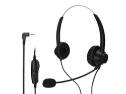 Fone de ouvido binocular com microfone com cancelamento de ruído para call center e atendimento ao cliente, conector de 2,5 mm.