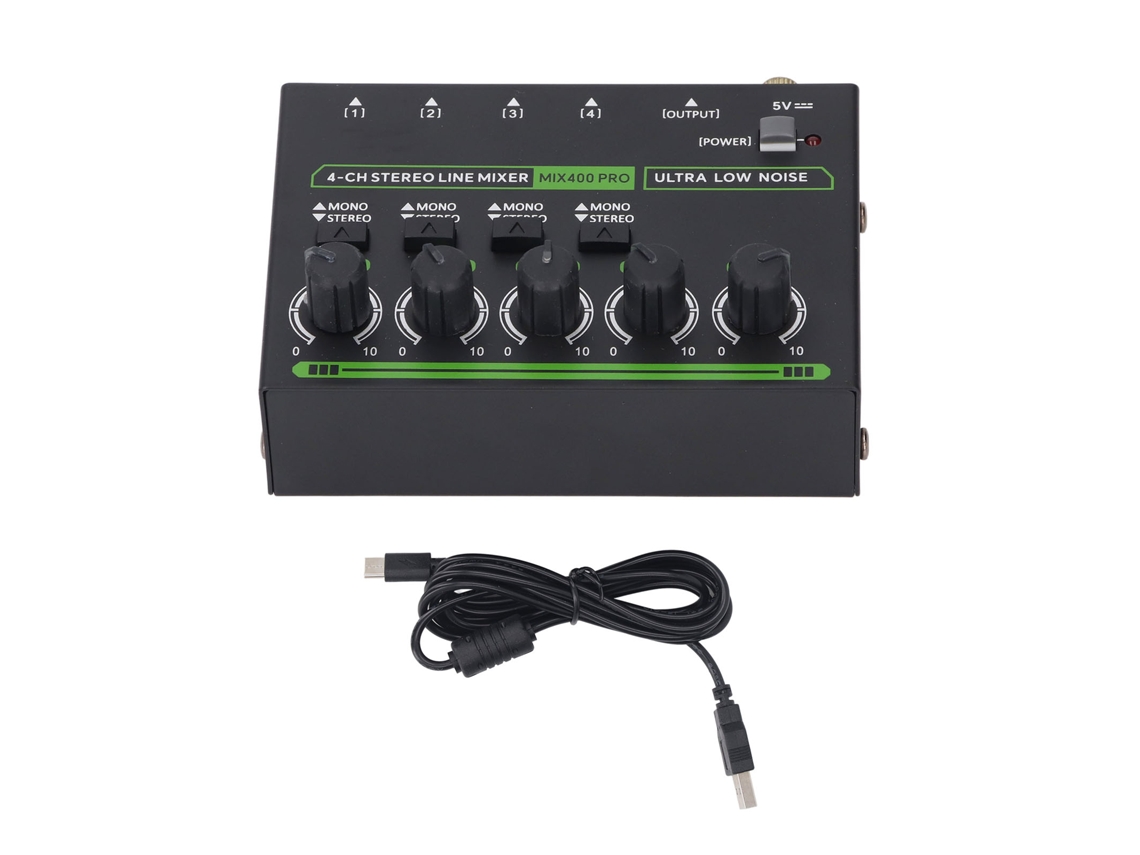 Mixer EOOCOO (4 Canais Estéreo, Ultra baixo Ruído)