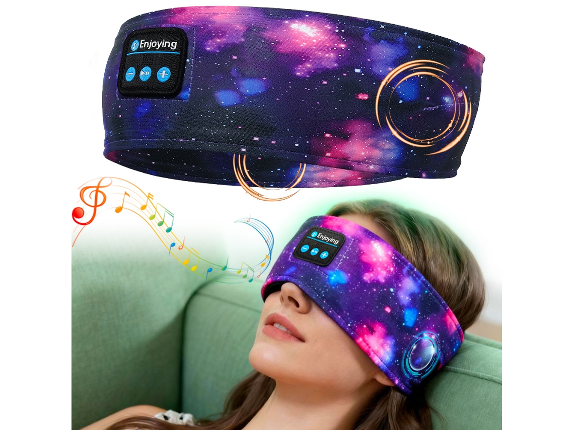 Auriculares Bluetooth 5.0 Con Diadema, Batería De Larga Duración, Ideales Para Hacer Deporte Y Dormir. Digitallab Morado Cielo Estrellado
