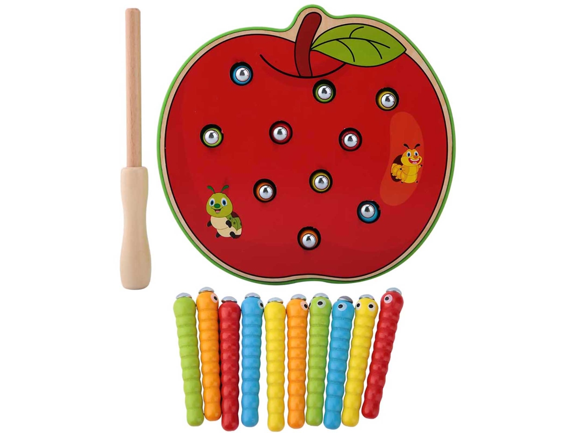 Juguete Educativo Magnético De Madera - Gusano Para Niños - Desarrollo De La Inteligencia - Apple