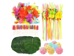 Set de decoración para fiesta tropical hawaiana, 108 piezas