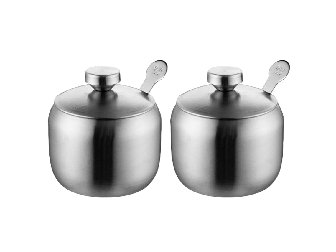 Azucarero de acero inoxidable, juego con tapa y cuchara, ideal para cocina NEVEANCE