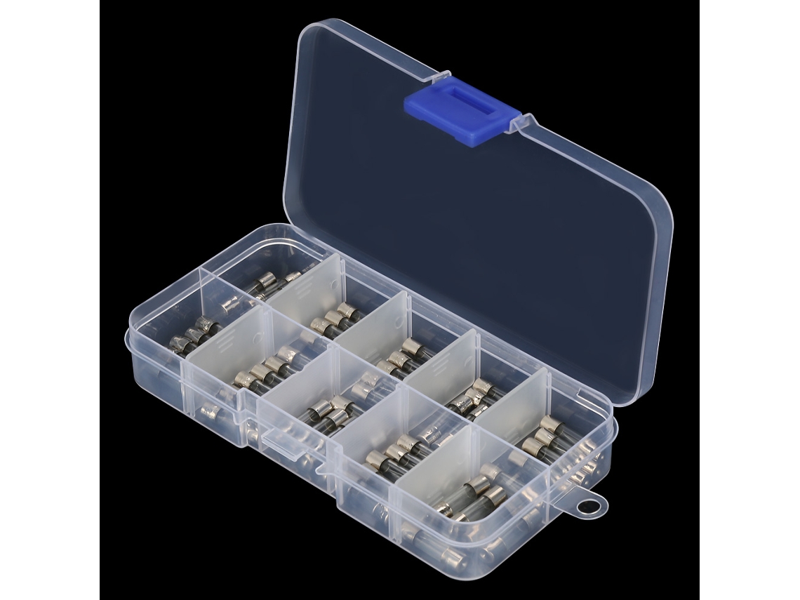 50 Piezas 10 Valores Fusibles De Vidrio De Quick Blow Fast Blow Caja Asortida 20mm