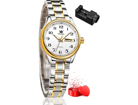 VEANXIN Reloj mecánico automático de lujo para mujer Reloj impermeable con fase lunar de diamantes(oro)