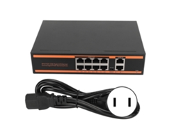 Switch Poe 10 Portas Gigabit 100m/1000m 802.3af Plug And Play Sem Ventilador Compatível Com Câmeras Ip Voip