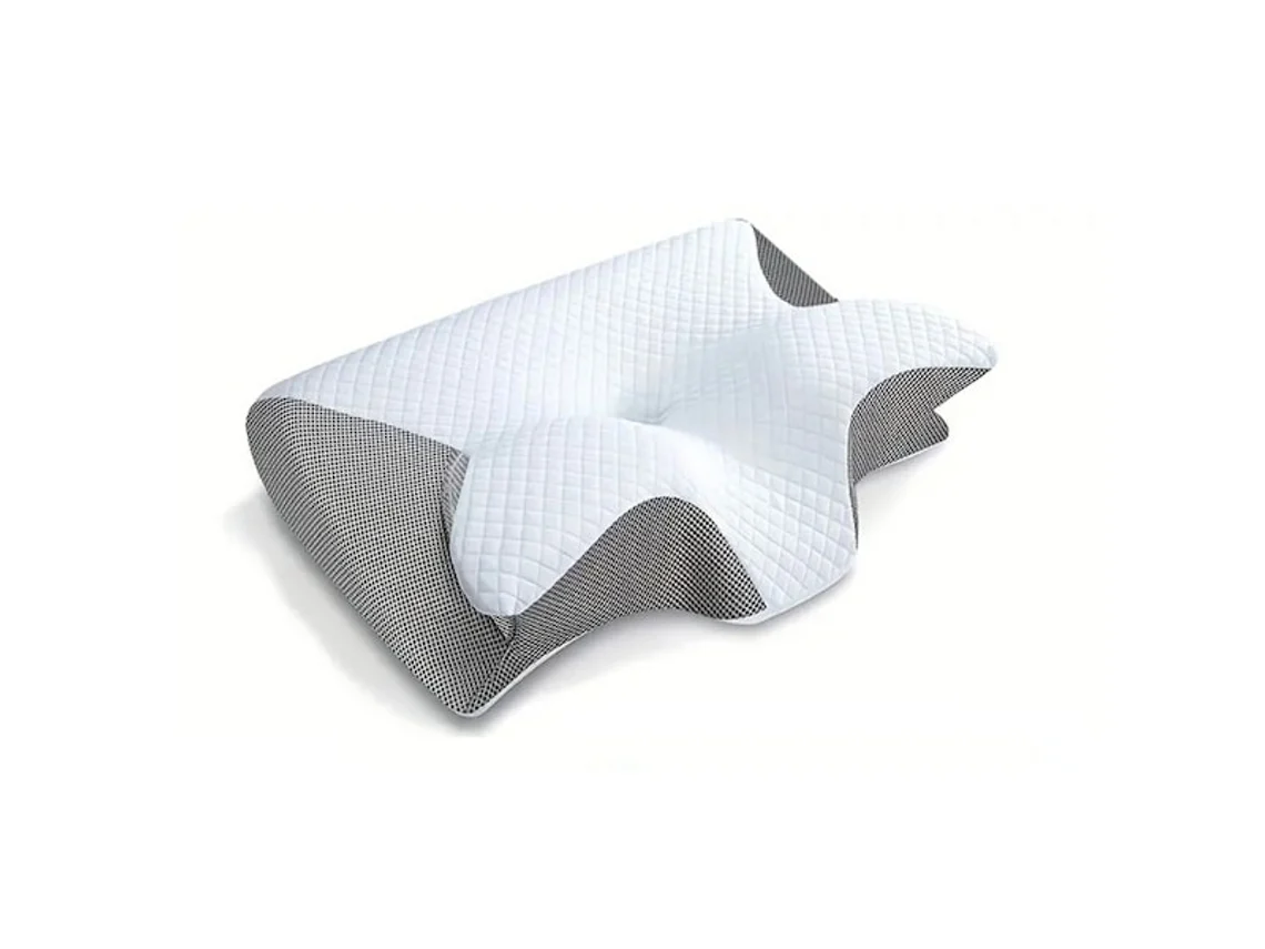 Travesseiro De Pescoço Viscoelástico, Travesseiro Ortopédico Ergonômico 2 Em 1 Para Dor No Pescoço, Travesseiro De Suporte Contornado, 1 Peça, Cinza C