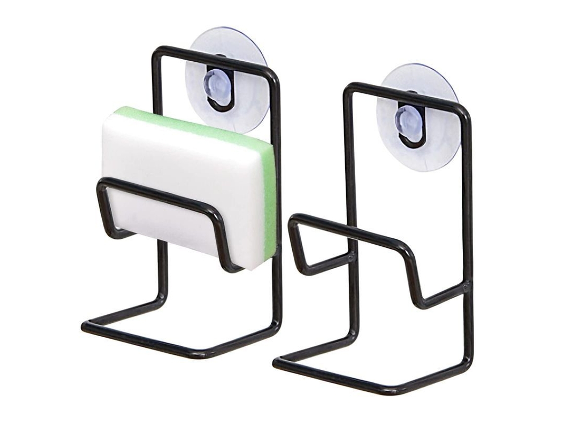 Organizador para fregadero de cocina y baño Linjou, 2 piezas, soporte de metal resistente al agua para esponja y jabón.