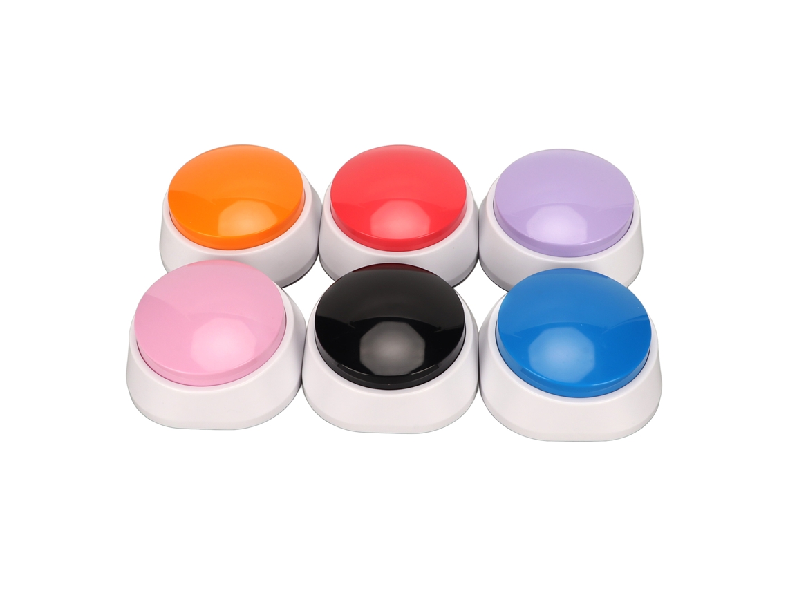 6 Botões Graváveis De Voz Para Cães Botões De Fala Treinamento De Pets Buzzer Laranja Azul Vermelho Rosa Roxo Preto