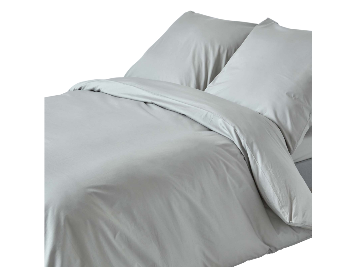 Homescapes Silver Grey European Size Egyptian Cotton Duvet Cover Set 200 Tc, 240 X 220 Cm