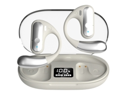 Auriculares abiertos con micrófono, pantalla LED y carga rápida USB-C. (blanco)