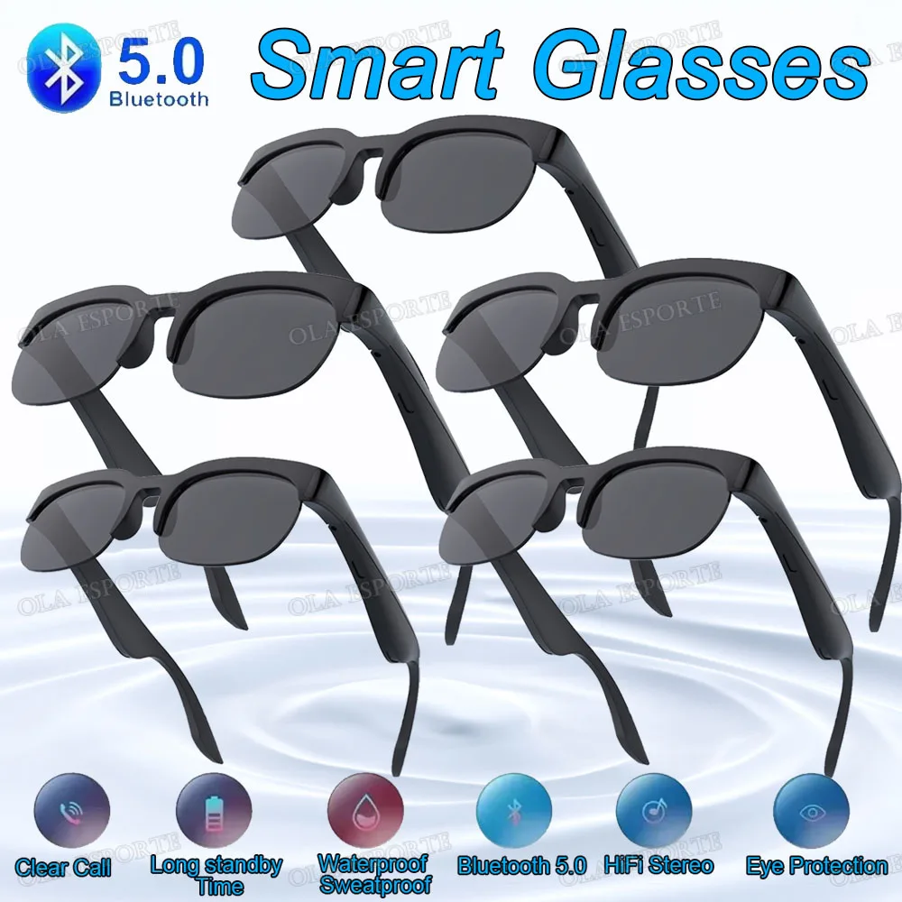 (5) Gafas Inteligentes Que Integran Control De Cámara, Música, Gafas De Sol Y Auriculares, Compatibles Con El Sistema Android.