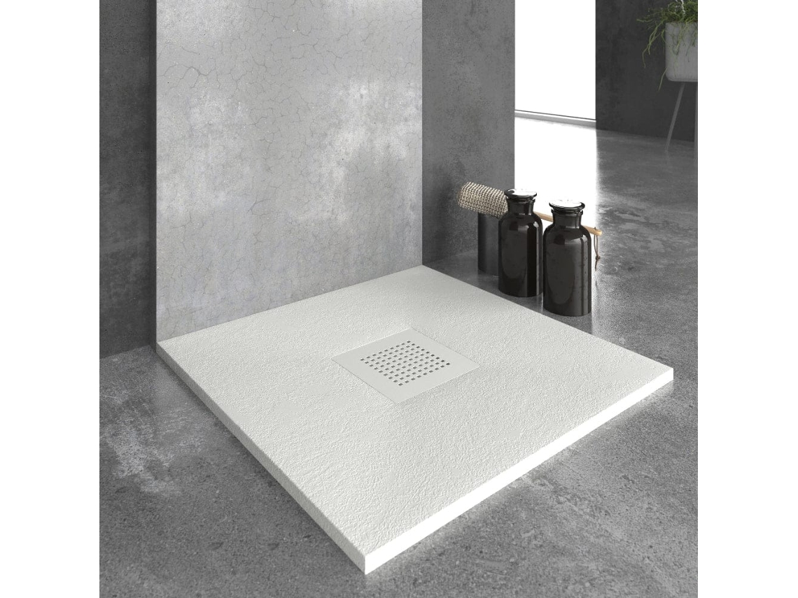Plato De Ducha Resina Slate Blanco 90x90 Cm Rejilla Color