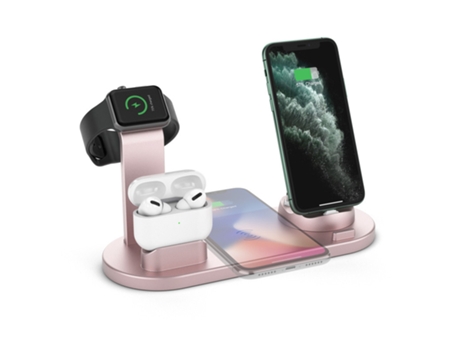 Estación de carga inalámbrica, base de carga 4 en 1 compatible con iPhone, Apple Watch, AirPods, dorado CHRONUS