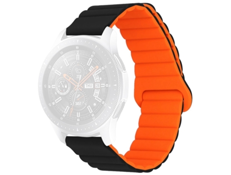 Correa de Silicona magnético 22mm para Haylou RT/RT2/GST/GS/RS3/Huawei Watch 3/Xiaomi Watch S1/S1 Active - negro/naranja