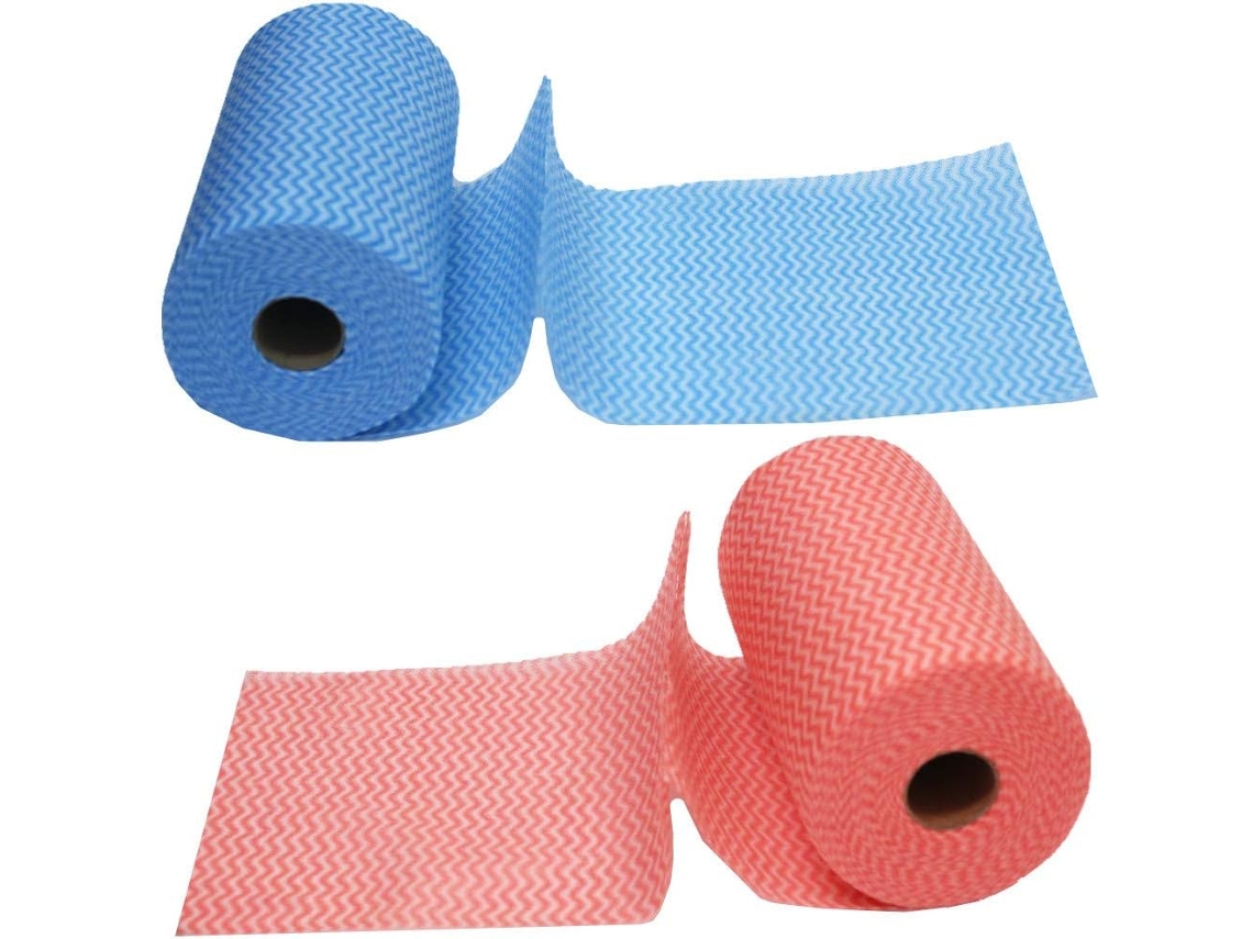 Toalla de microfibra lavable en rollo, paño de cocina no tejido, hojas absorbentes fáciles de rasgar para una limpieza económica en rojo
