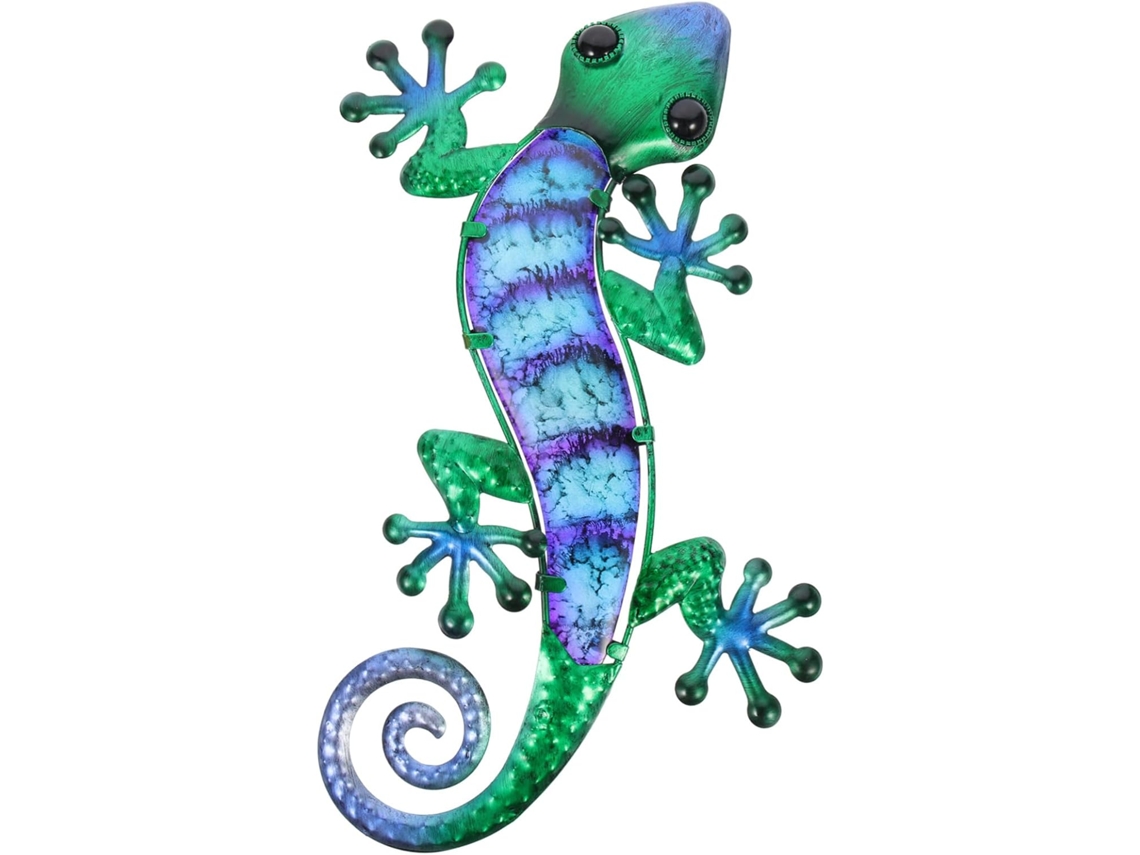 Decoración de pared de hierro con forma de lagarto, adorno de pared exterior para jardín y entrada, Vayotoy
