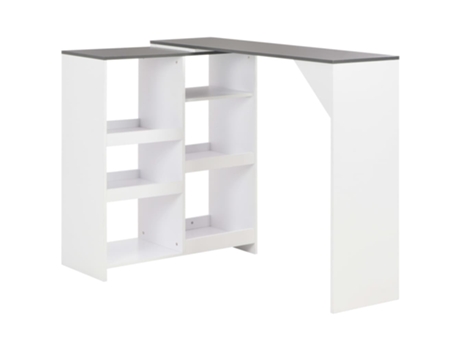 MAISON EXCLUSIVE Mesa de bar con estantería móvil blanca 138x39x110 cm