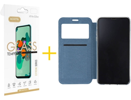 Kit Carcasa y Protector iPhone 12 Pro Max Skyhe Gandy Flip Azul