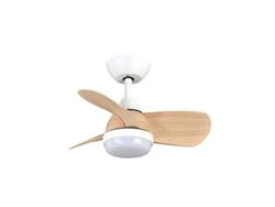Ventilador de techo DC PIRDO Blanco/haya 3 Aspas 24W FABRILAMP