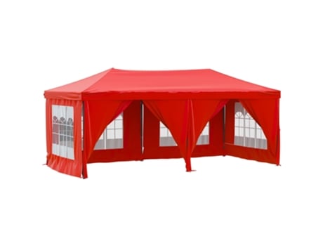 vidaXL Carpa para fiestas plegable con paredes laterales rojo 3x6 m