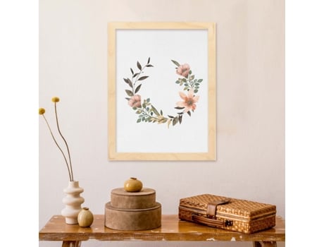 Póster NACNIC de Coronas Florales. Corona Floral Naranjas, Ilustrada con Diseños de Flores, Plantas, y Animales.