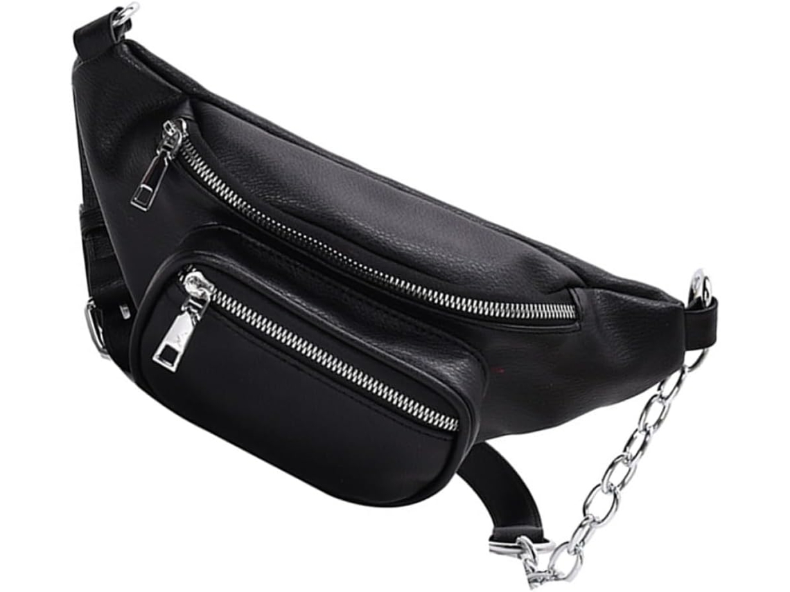 Riñonera De Piel Sintética Para Mujer Con Doble Bolsillo, Correa De Hombro Gruesa Ajustable, Práctica Y Elegante.