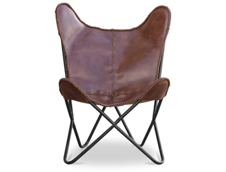 Silla Butterfly de piel coñac marrón oscuro 77x71x88cm PRIVATEFLOOR