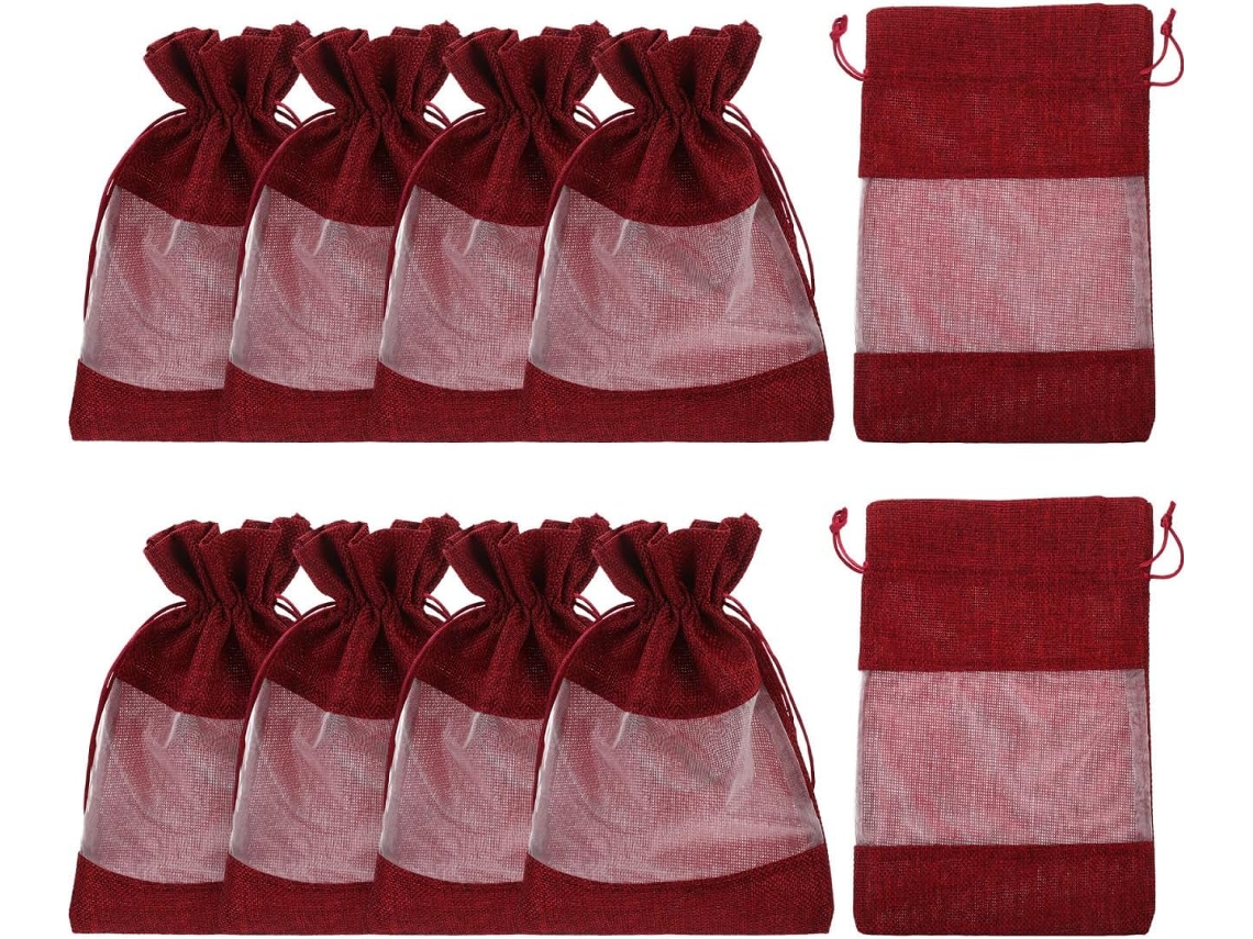 Bolsas Regalo Arpillera Juego 10 Fáciles Cierre Cordón Ideales Bodas Fiestas Guardar Joyas Dulces Usar