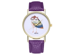 Reloj De Moda Casual Unisex Con Movimiento De Cuarzo Y Correa De Cuero Pu Morado