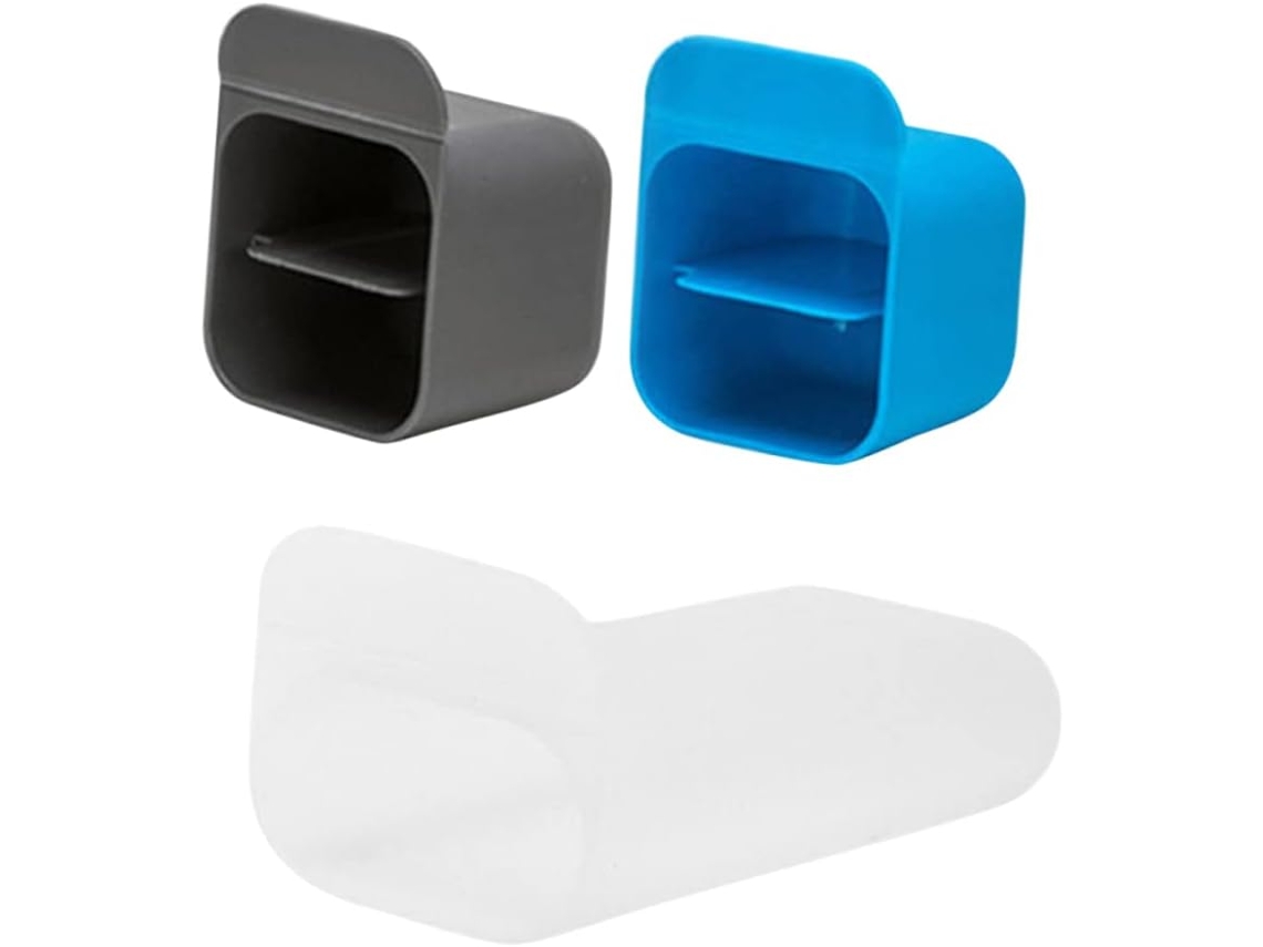 Juego de 3 portalápices de escritorio, organizadores trapezoidales y cuadrados, en gris y azul.
