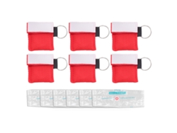 6 Llaves De Reanimación Cardiopulmonar Con Protector Facial, Válvula Unidireccional, Emergencia, Color Rojo