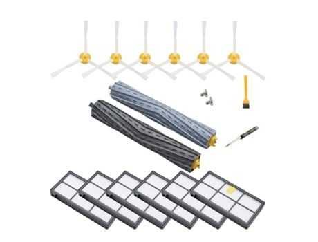 Kit de piezas de repuesto para aspiradora Irobot Roomba 860 870 880 890 960 980 990, 6 filtros, 6 cepillos laterales, 1 Extractor de residuos en T