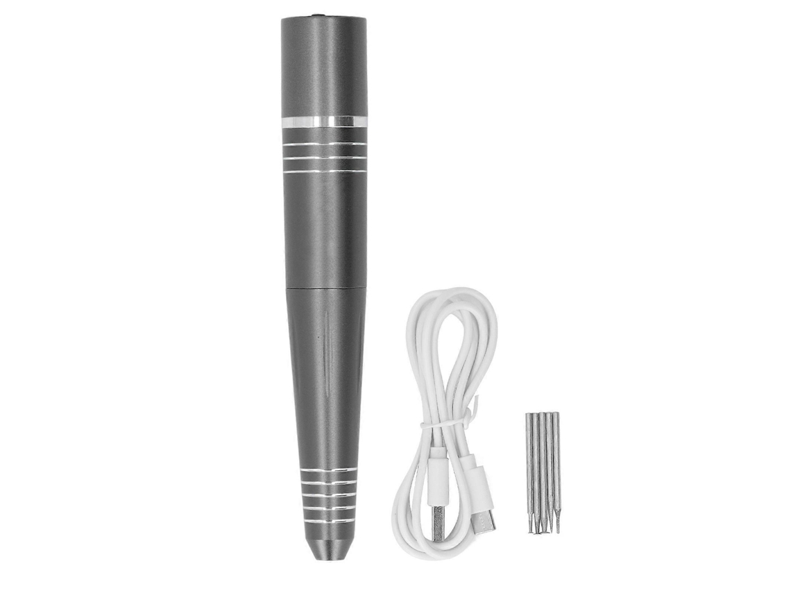 Mini bolígrafo pulidor eléctrico recargable para lijar, grabar y manualidades (gris, A66)