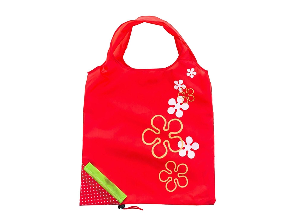 Bolsa de la compra plegable y reutilizable con estampado de fresas. GOKOCO