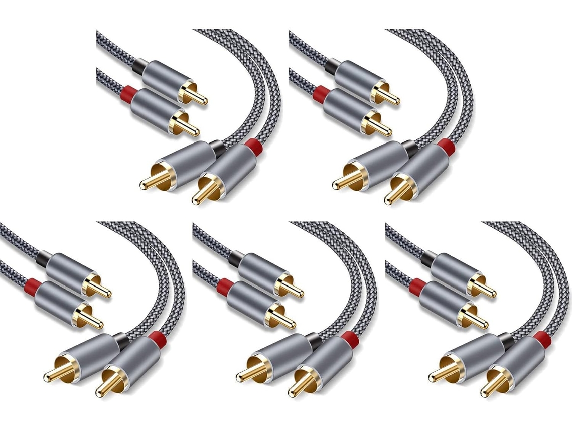Cable Estéreo 5x, 1,8 M (6 Pies), Doble Blindaje Chapado En Oro Cable De Audio Macho A Macho Para Cine En Casa