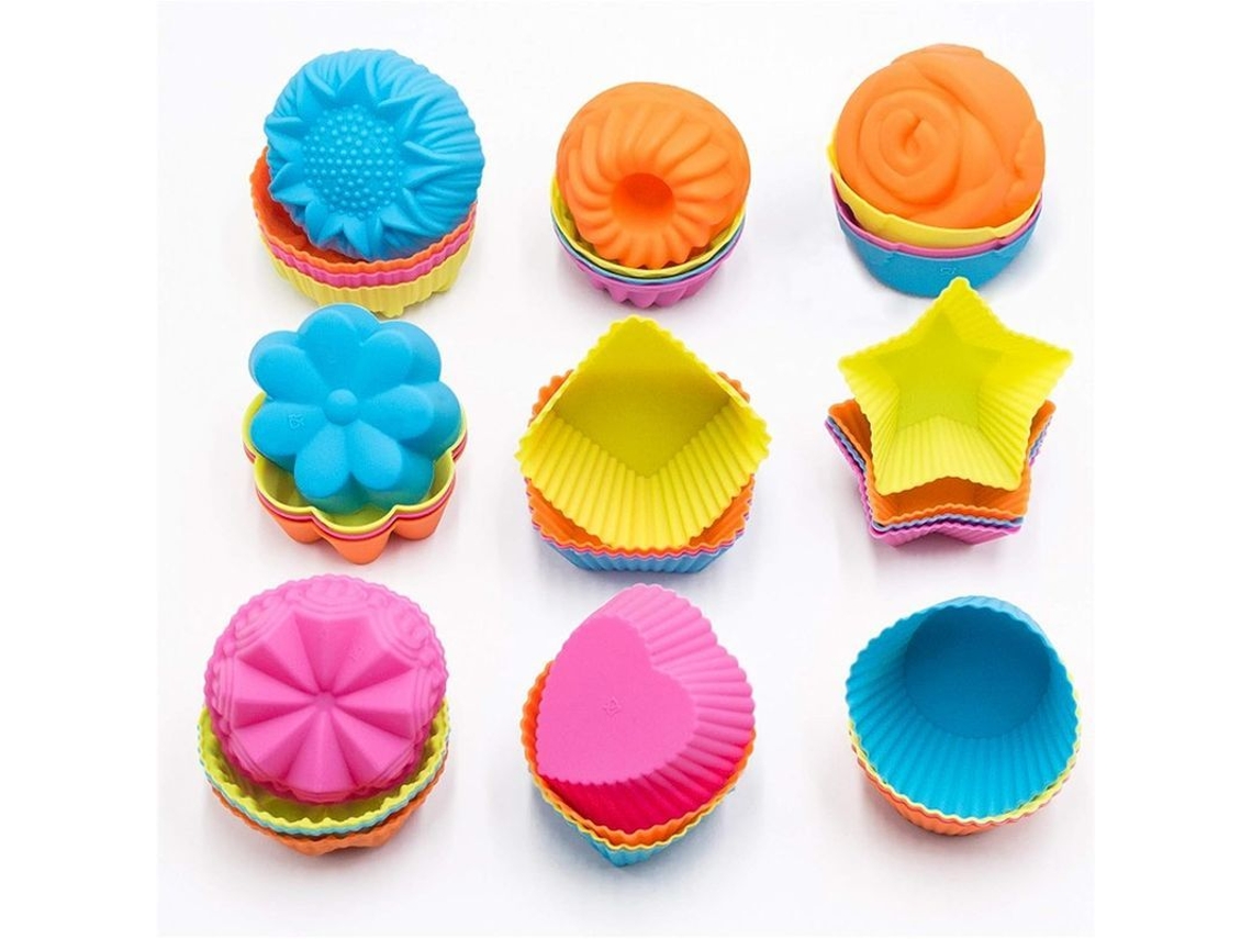 2026-39864-molde De Silicona Para Magdalenas, 36 Piezas Reutilizables Con 9 Formas, Antiadherente Para Hornear Cupcakes Y Tartas