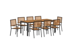 Maison Exclusive - Juego de comedor de jardín de mimbre negro y marrón de 9 piezas