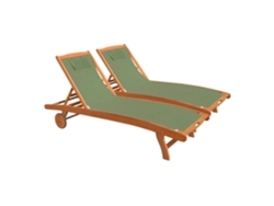 Lote De 2 Baños De Soleil En Bois Fsc® Inclinables Avec Roues Oviala