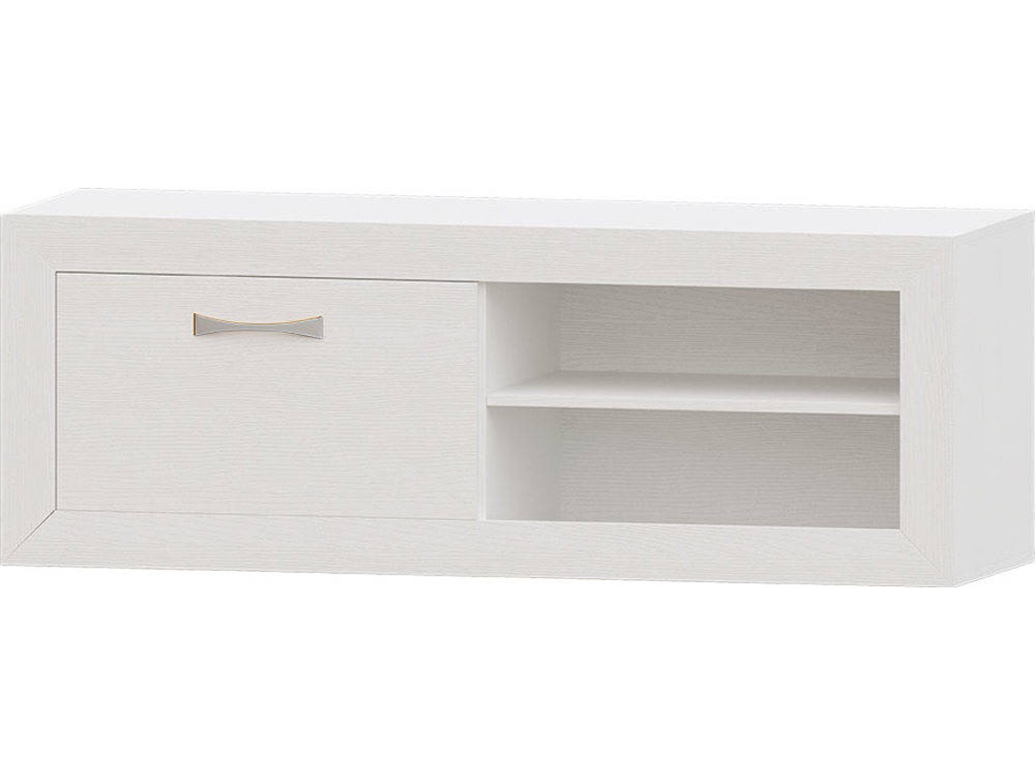 Mueble de TV MUEBLAM Niza (140x50x42 cm - Melamina - Blanco y Plateado)