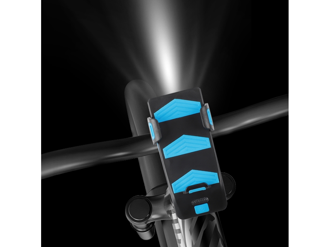 Luz De Bicicleta Multifuncional 4 Em 1 250 Lumens Farol Lanterna Buzina Suporte Celular Power Bank