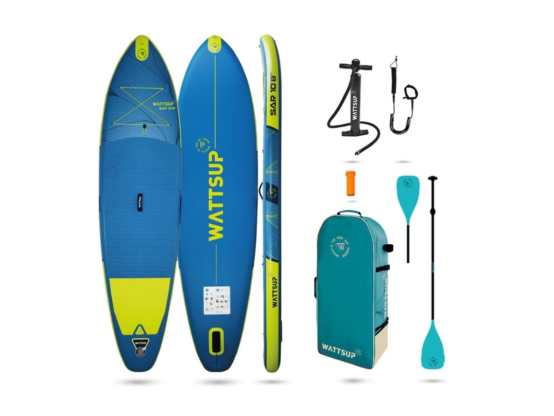 Tabla de SUP inflable Wattsup Sar 10'8 - 325x84x15cm Dropstitch - Incluye remo, correa, bomba y bolsa de transporte