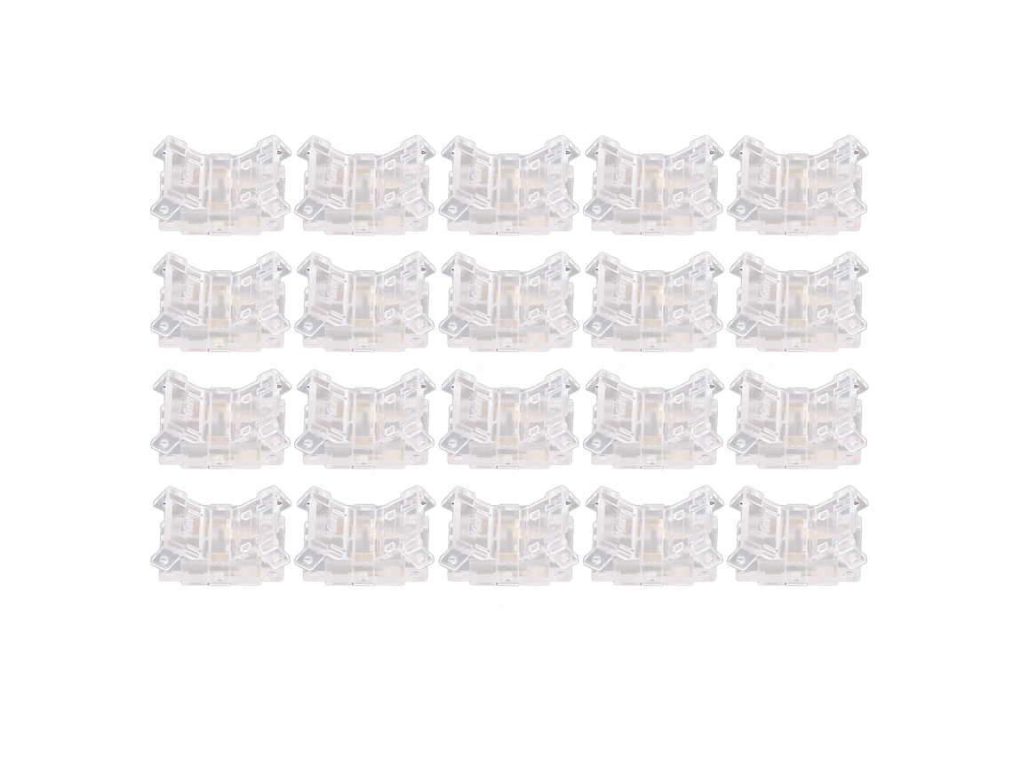 2026-20pcs Conectores Led De 2 Pines Sin Soldadura Para Cinta Led A Cable Adaptadores Transparentes