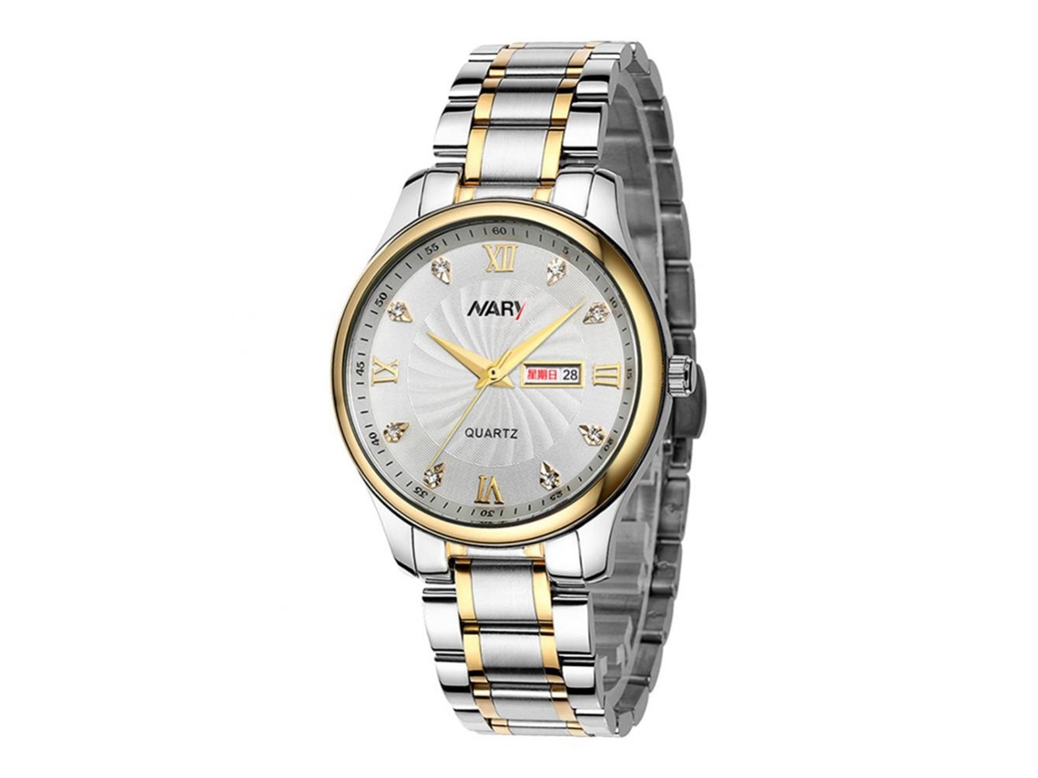 Reloj De Pareja Impermeable Con Números Romanos Y Correa De Acero (hombre Blanco)