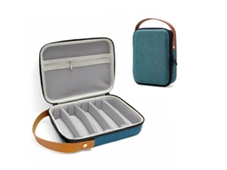 Estuche rígido para 5 gafas, con compartimentos, ajustable para hombres y mujeres, color cian Hexinyigjly